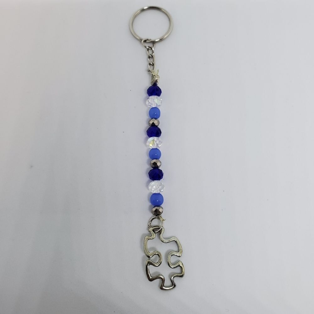 Beaded Autism Awareness Keychain